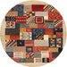 Sideview of Contemporary Brown Red Modern Rug, con1618