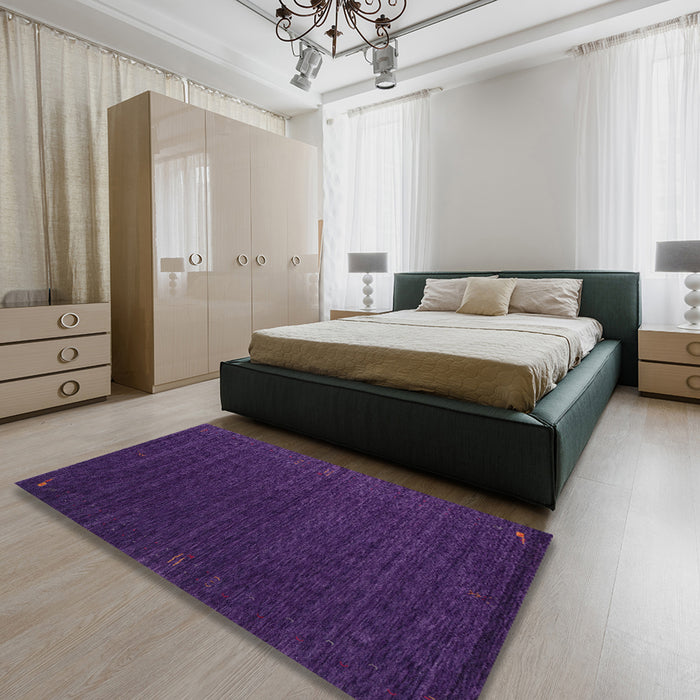 Machine Washable Contemporary Purple Rug in a Bedroom, wshcon1619