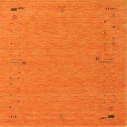 Square Contemporary Orange Red Modern Rug, con161