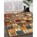 Contemporary Dark Sienna Brown Modern Rug in Family Room, con1620