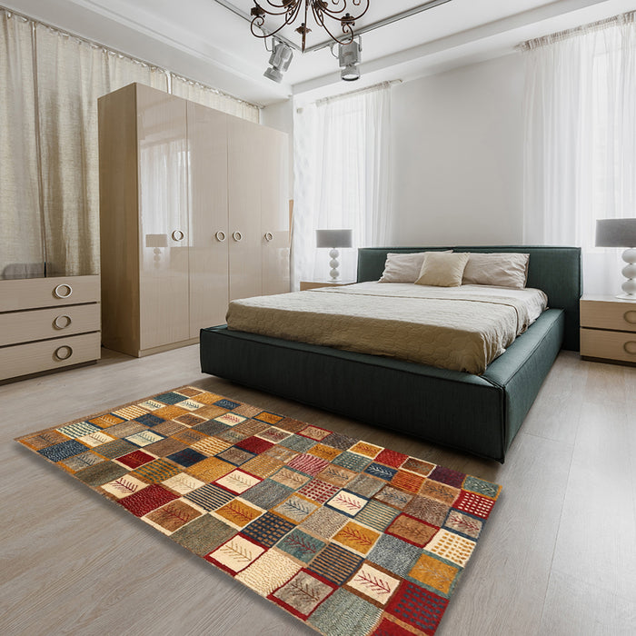 Machine Washable Contemporary Dark Sienna Brown Rug in a Bedroom, wshcon1620