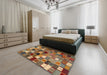 Contemporary Dark Sienna Brown Modern Rug in a Bedroom, con1620