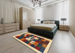 Machine Washable Contemporary Red Brown Rug in a Bedroom, wshcon1622