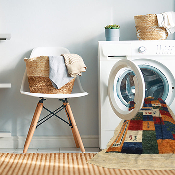 Machine Washable Contemporary Red Brown Rug in a Washing Machine, wshcon1622