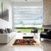 Square Machine Washable Contemporary Vermilion Red Rug in a Living Room, wshcon1623