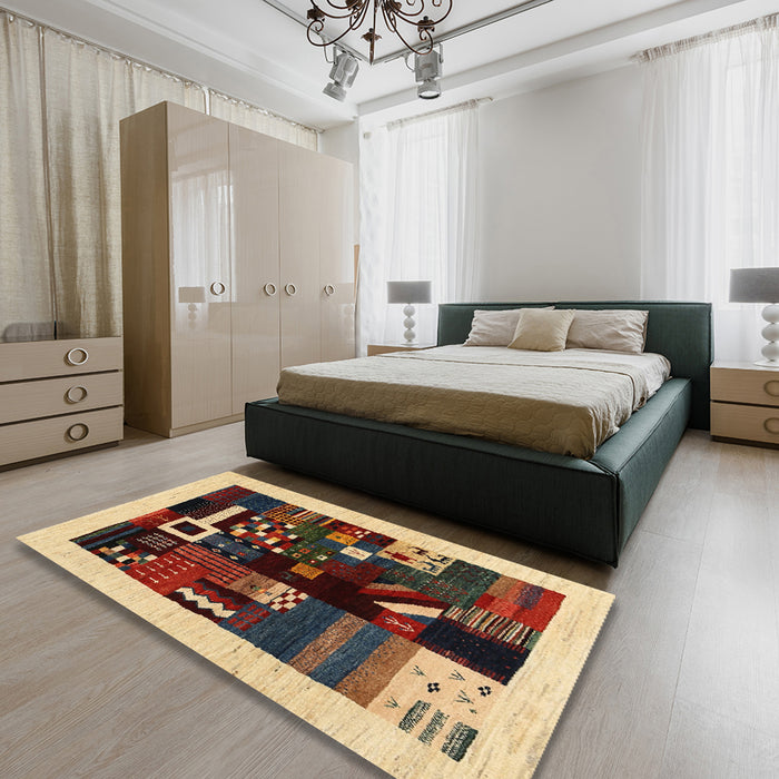 Machine Washable Contemporary Vermilion Red Rug in a Bedroom, wshcon1623