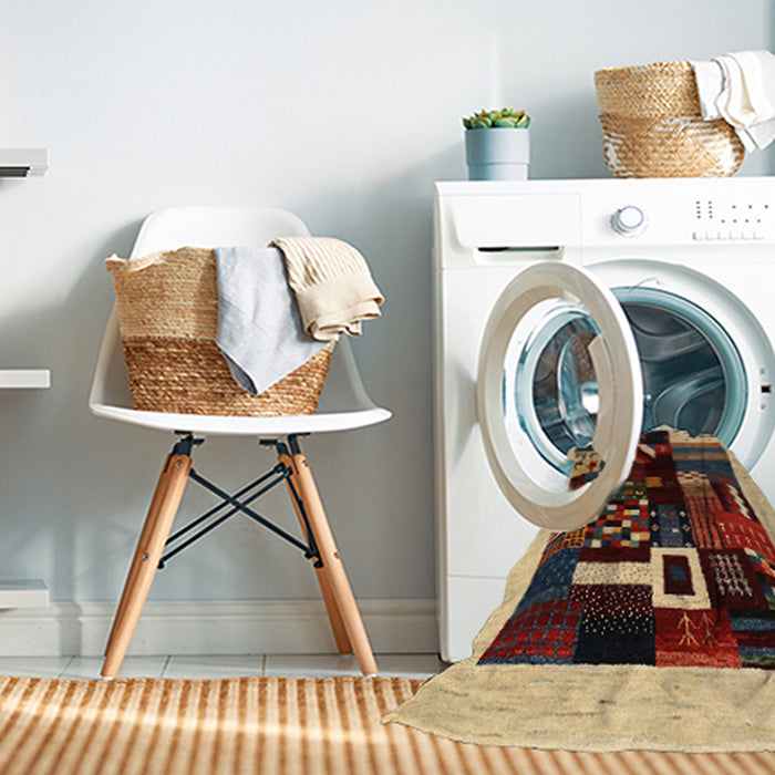 Machine Washable Contemporary Vermilion Red Rug in a Washing Machine, wshcon1623