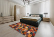 Contemporary Saffron Red Modern Rug in a Bedroom, con1624