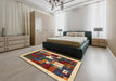 Machine Washable Contemporary Brown Green Rug in a Bedroom, wshcon1626