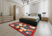 Machine Washable Contemporary Red Rug in a Bedroom, wshcon1627