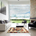 Square Machine Washable Contemporary Chestnut Brown Rug in a Living Room, wshcon1629