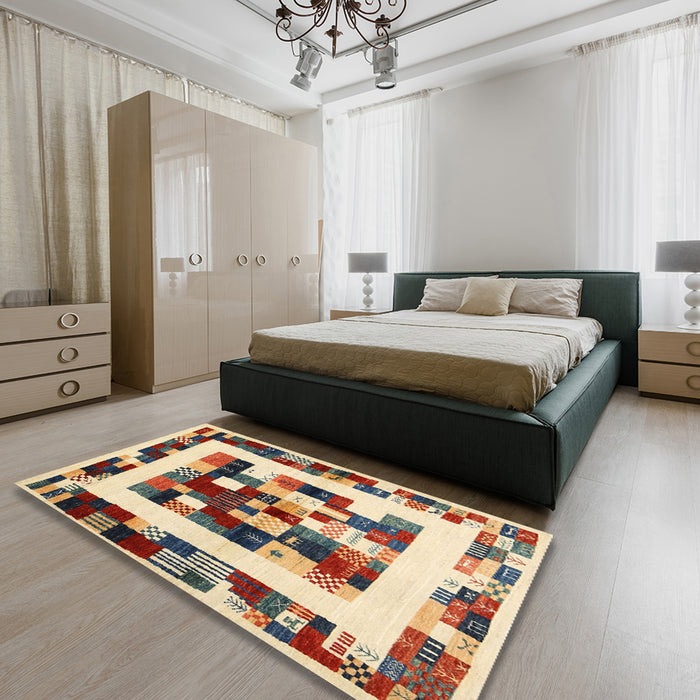 Machine Washable Contemporary Chestnut Brown Rug in a Bedroom, wshcon1629