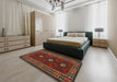 Contemporary Reddish Brown Oriental Rug in a Bedroom, con1630