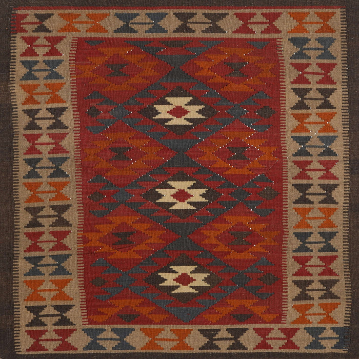 Square Contemporary Reddish Brown Oriental Rug, con1630