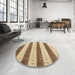 Round Contemporary Light Brown Modern Rug in a Office, con1632