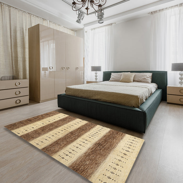 Machine Washable Contemporary Light Brown Rug in a Bedroom, wshcon1632