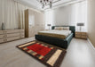 Contemporary Sienna Brown Modern Rug in a Bedroom, con1633