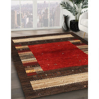 Contemporary Sienna Brown Modern Rug, con1633