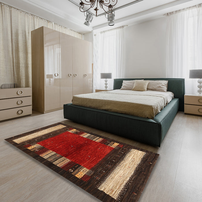 Machine Washable Contemporary Sienna Brown Rug in a Bedroom, wshcon1633