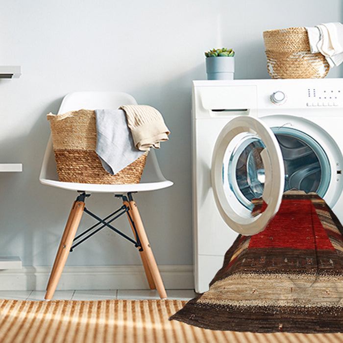 Machine Washable Contemporary Sienna Brown Rug in a Washing Machine, wshcon1633