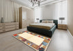 Machine Washable Contemporary Orange Salmon Pink Rug in a Bedroom, wshcon1634