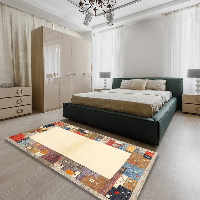 Machine Washable Contemporary Orange Salmon Pink Rug in a Bedroom, wshcon1634