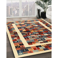 Contemporary Brown Red Modern Rug, con1635