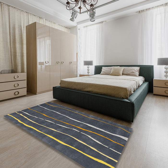 Contemporary Cloudy Gray Modern Rug in a Bedroom, con1637