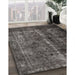 Contemporary Army Brown Modern Rug in Family Room, con1639