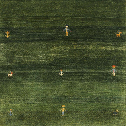 Square Contemporary Dark Forest Green Modern Rug, con1640