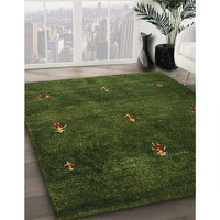 Contemporary Dark Forest Green Modern Rug, con1641