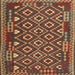 Square Contemporary Saffron Red Southwestern Rug, con1644