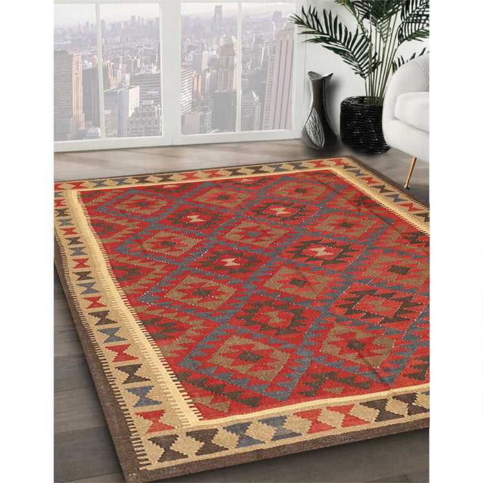 Contemporary Red Oriental Rug in Family Room, con1645
