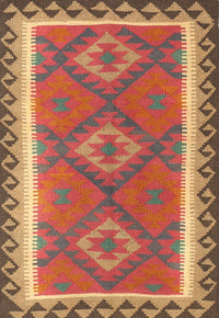 Machine Washable Contemporary Red Rug, wshcon1647