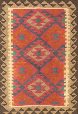 Machine Washable Contemporary Red Rug, wshcon1647