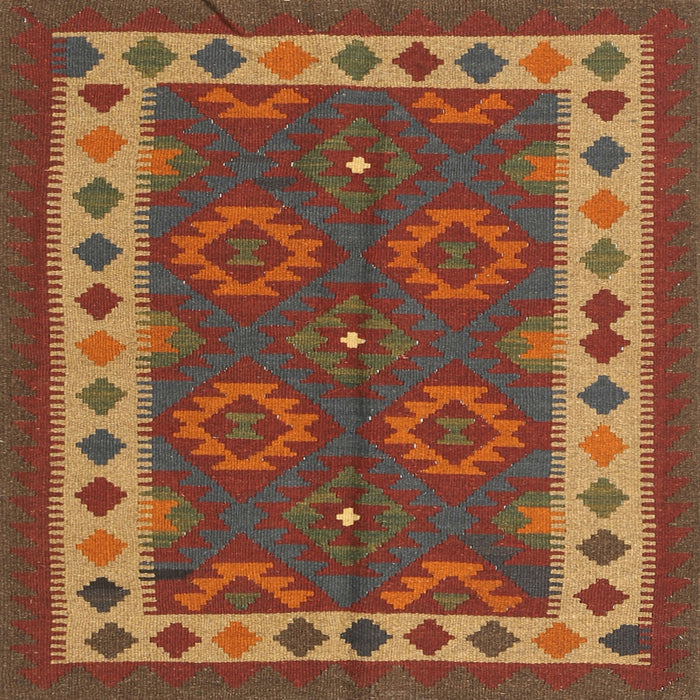 Square Contemporary Light Brown Southwestern Rug, con1648