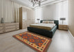 Contemporary Light Brown Southwestern Rug in a Bedroom, con1648