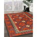 Contemporary Sienna Brown Oriental Rug in Family Room, con1649