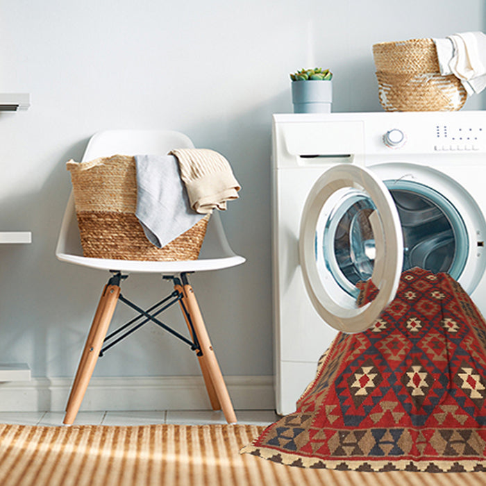 Machine Washable Contemporary Red Rug in a Washing Machine, wshcon1650