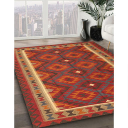 Contemporary Light Brown Oriental Rug in Family Room, con1651