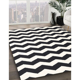 Contemporary Charcoal Black Modern Rug in Family Room, con1652
