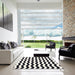 Square Contemporary Charcoal Black Modern Rug in a Living Room, con1652