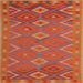 Square Contemporary Neon Red Oriental Rug, con1653