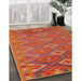 Contemporary Neon Red Oriental Rug in Family Room, con1653