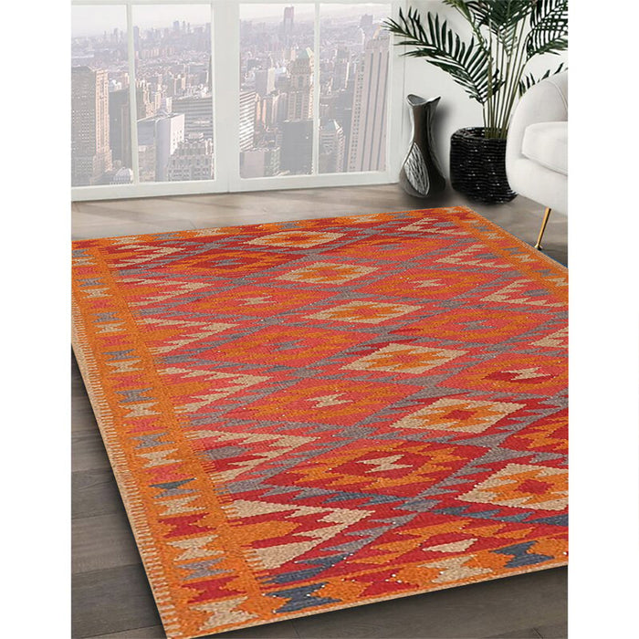 Machine Washable Contemporary Neon Red Rug in a Family Room, wshcon1653