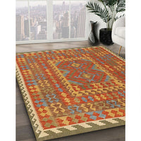 Contemporary Orange Red Oriental Rug, con1662