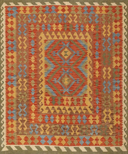 Contemporary Orange Red Oriental Rug, con1662
