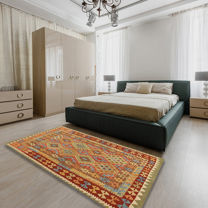 Machine Washable Contemporary Gold Rug in a Bedroom, wshcon1663