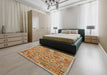 Machine Washable Contemporary Red Rug in a Bedroom, wshcon1664