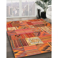 Contemporary Red Patchwork Rug, con1667